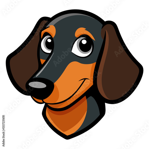 a cheerful dachshund dog portrait, with big eyes and a friendly expression vector illustration