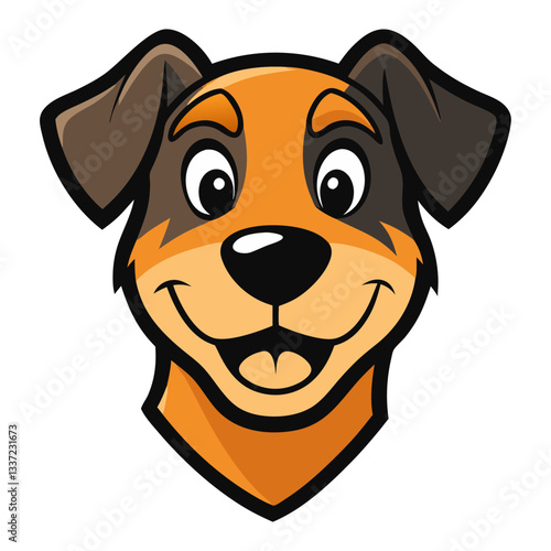 a cheerful mascot dog cartoon head with friendly expression vector illustration