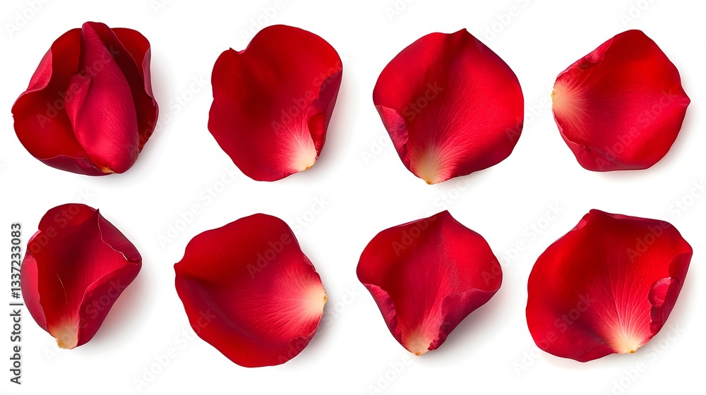 Fototapeta premium fresh red rose petals isolated on a white background