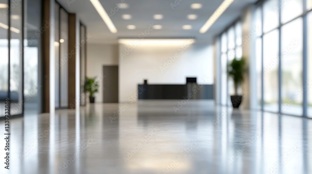 Blurred interior of empty light modern open space office hall. Business background Blurred interior of empty light modern open space office hall. Business background