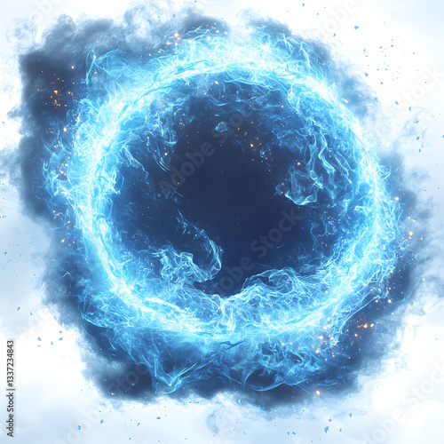 Blue Energy Circle Flows Isolated, isolated on white background