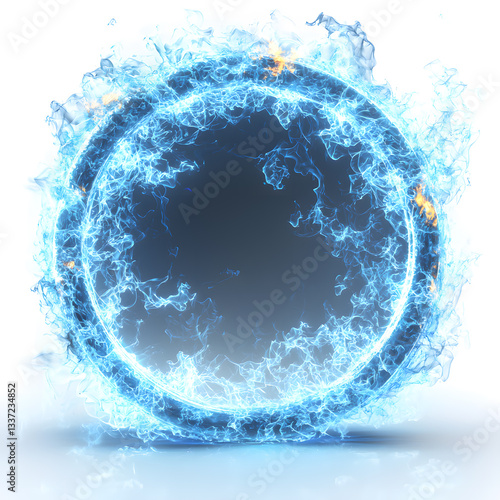 Blue Energy Circle Flows Isolated, isolated on white background