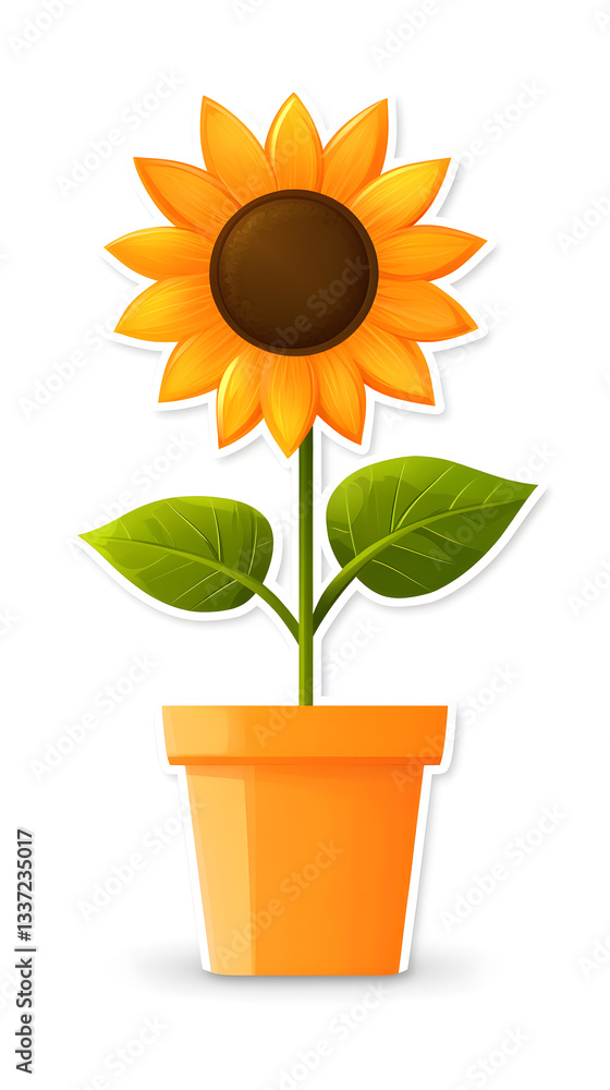 Vibrant Sunflower in Orange Pot: A Blooming Delight for Home Decor