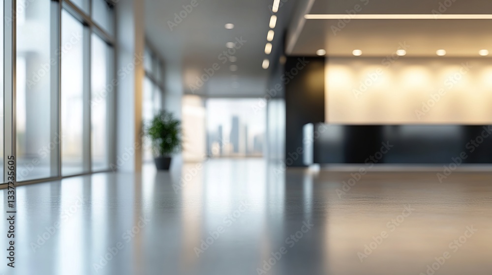 Blurred interior of empty light modern open space office hall. Business background Blurred interior of empty light modern open space office hall. Business background
