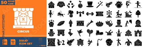 Circus Solid Editable Icons set