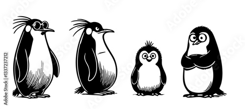 hand drawn vector illustration of a penguin
