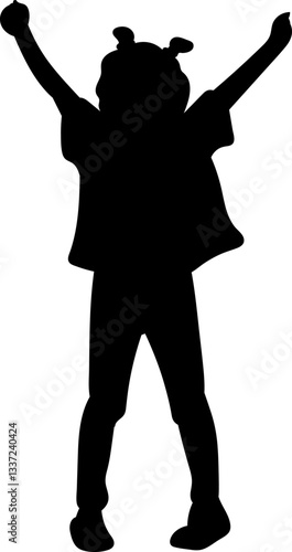 child rejoices silhouette vector on white background
