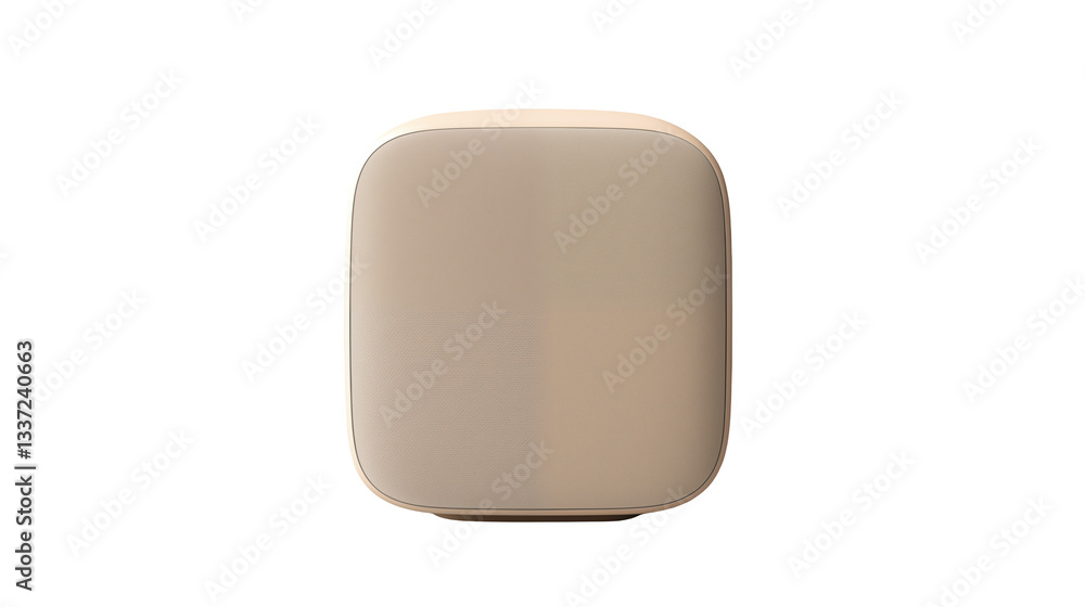 Close up of a beige speaker with rounded corners on a black background in studio lightingisolated on transparent background Close up of a beige speaker with rounded corners on a black background in studio lightingisolated on transparent background
