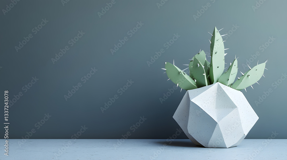 Geometric Cactus Pot: Modern Minimalist Home Decor Inspiration, Stylish Interior Design Ideas for a Simple yet Elegant Space