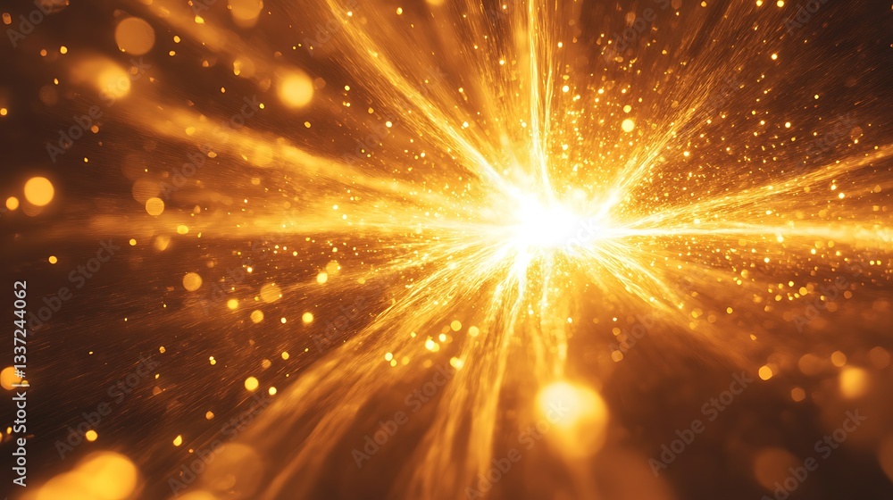 Obraz premium Golden light burst, abstract background