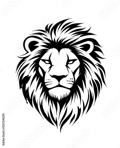 Abstract Lion Head Silhouette for Graphic Design