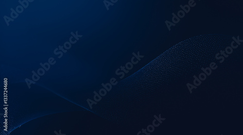 Image shows an abstract design featuring a dark blue background with a wave pattern created by small light dots.