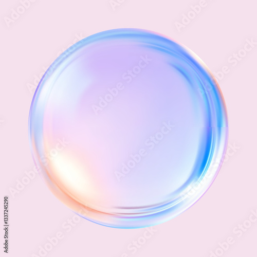 Realistic glossy glass ball.Abstract 3D light bubble with glare.Geometric abstract shape.