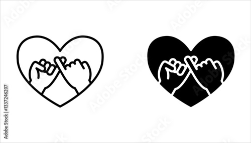 Pinky swear, or pinky promise icon set, Pinky promise friendship icon on white background