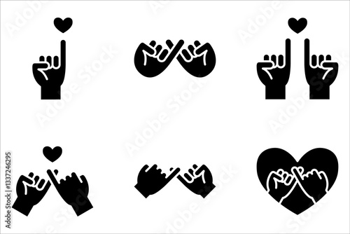 Pinky swear, or pinky promise icon set, Pinky promise friendship icon on white background