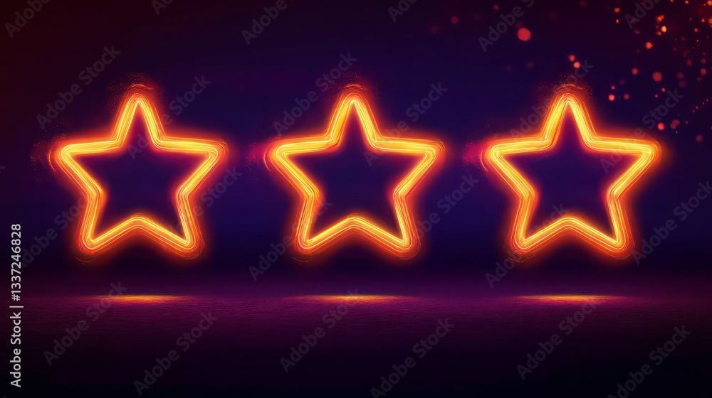 Neon star illustration. Background with futuristic best review element. Premium quality rating. Neon star illustration. Background with futuristic best review element. Premium quality rating.