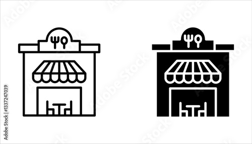 Restaurant building icon set on white background. Can be used for digital product, presentation.