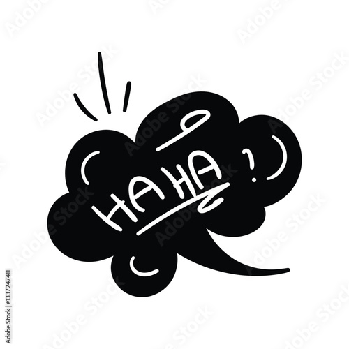 Lol glyph doodle icon with white background vector stock illustration