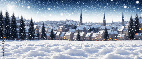 winter town with snow cover...