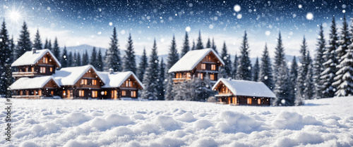 snowy winter village with w...