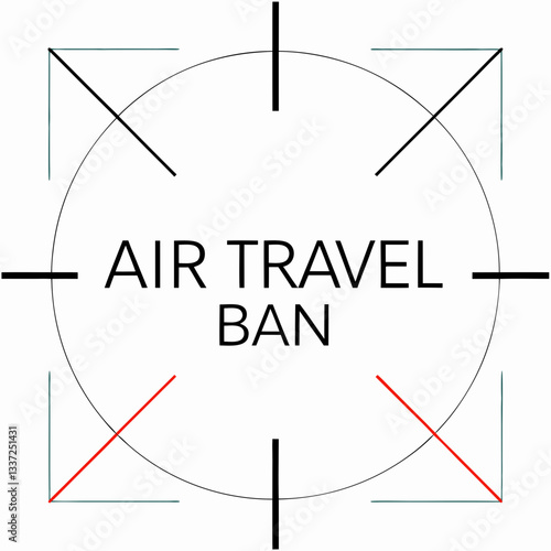 Air travel ban vector icon with crosshairs