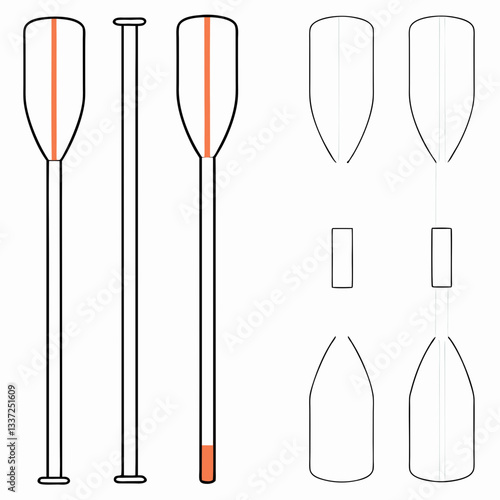 Paddles and oars vector icon in outline style