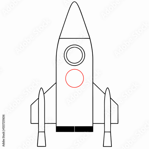 Rocket launch vector icon in outline style