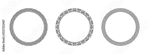 Set of greek key round illustration