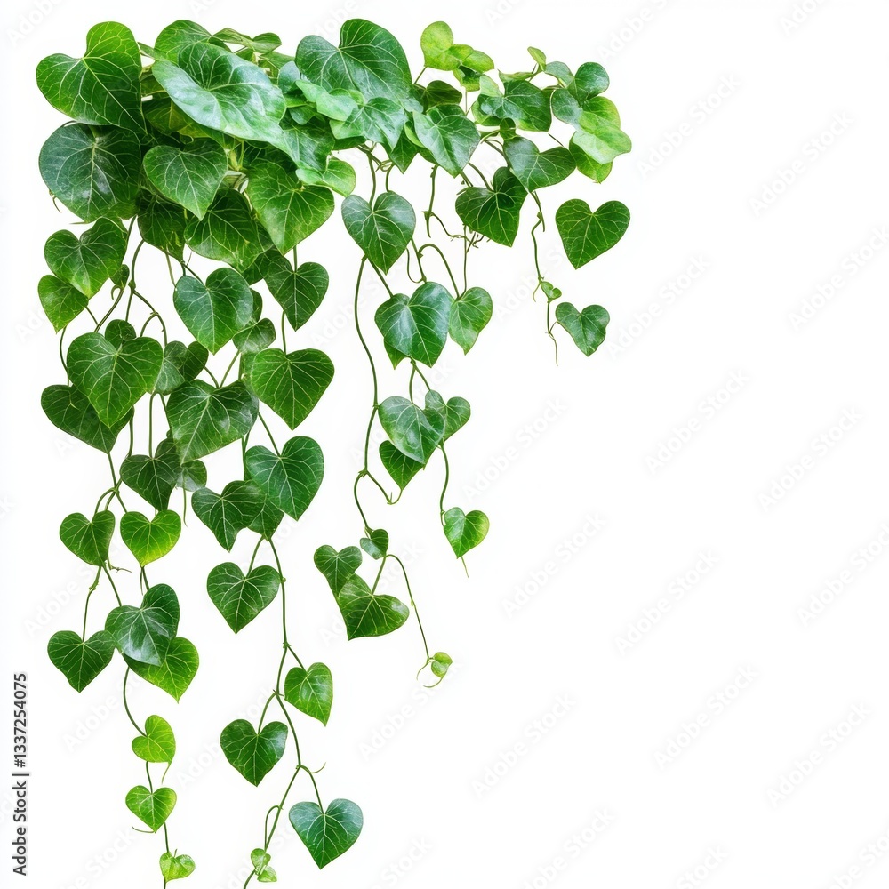 Heart-shaped leaves cascading down in a lush, trailing plant Heart-shaped leaves cascading down in a lush, trailing plant