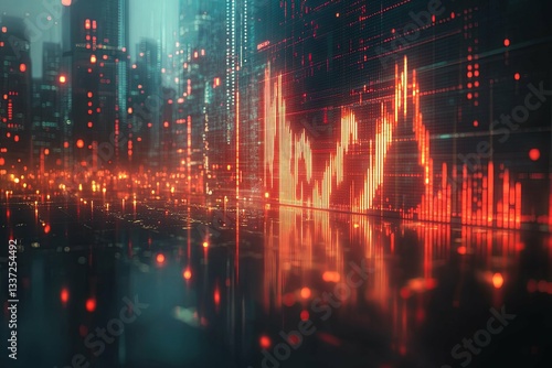 Wallpaper Mural Futuristic City Lights Illustrating Data Analysis And Financial Markets Torontodigital.ca