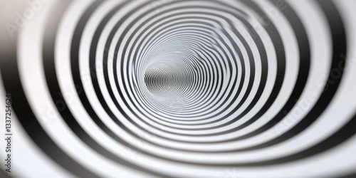 Hypnotic black and white spiral tunnel with optical illusion effect
