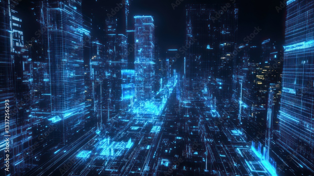 Obraz premium Futuristic city street digital art