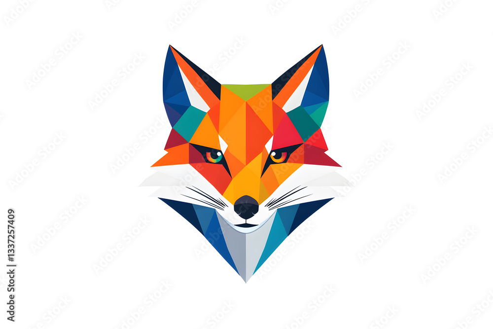 Fototapeta premium Abstract Low polygon geometric red fox face design isolated on white background