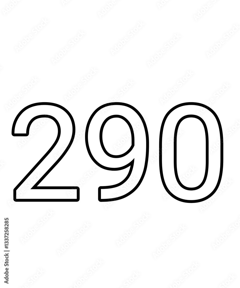 Black and white color numbers 290 Black and white color numbers 290