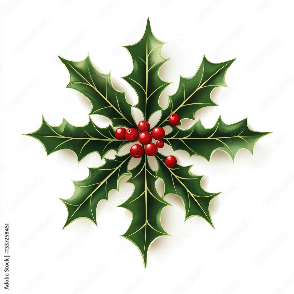 Detailed holly sprig graphic Detailed holly sprig graphic