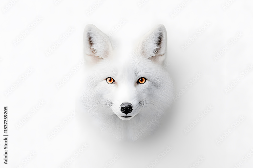 Naklejka premium White fox head portrait, wildlife, close-up, isolated on white background