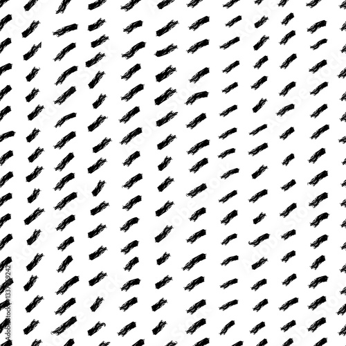 black and white dry brush seamless pattern with strokes