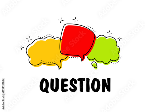 Bubble question marks. The concept of frequently asked questions. yellow, white, red. Online support web page. vector illustration.