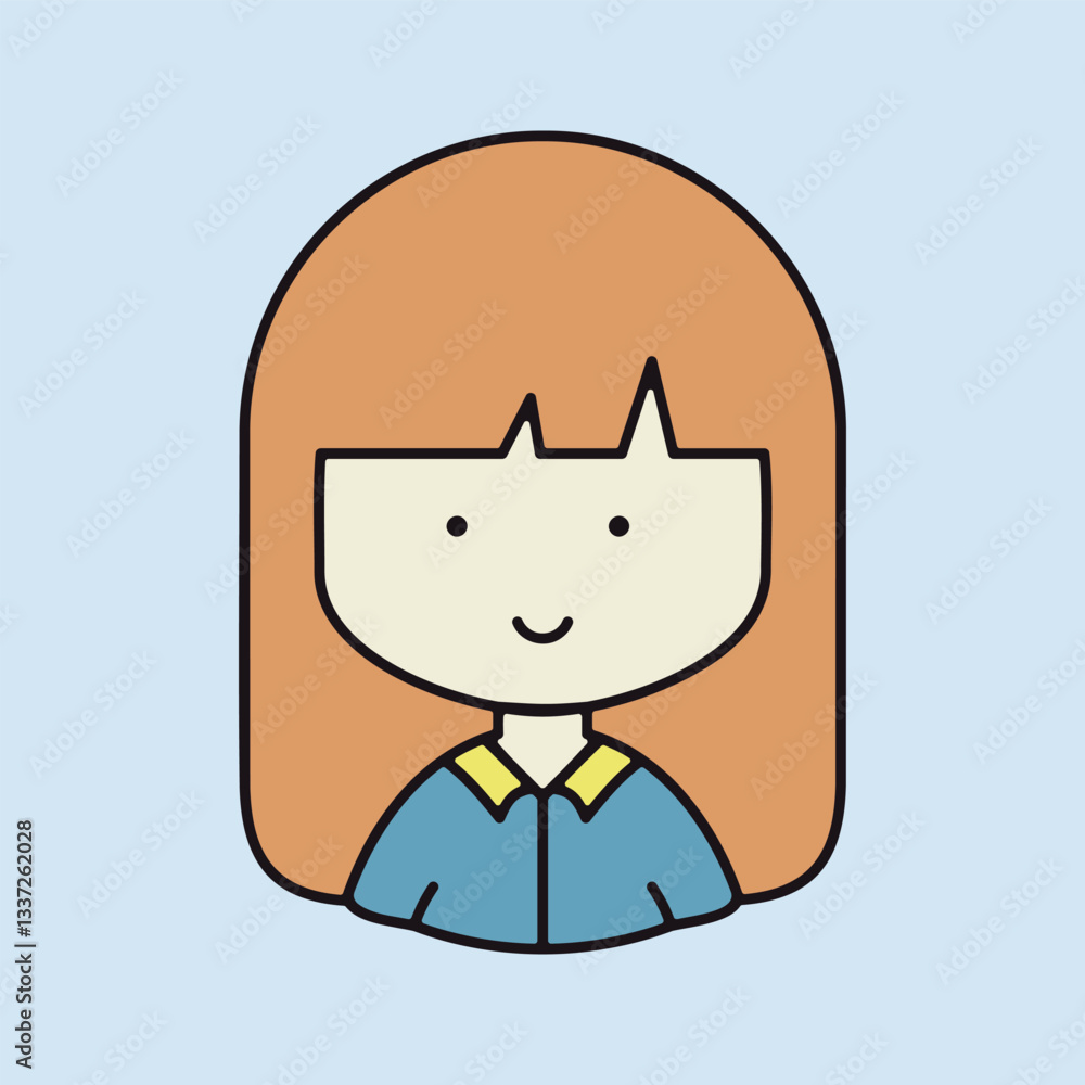 Woman girl with long straight hair vector icon Woman girl with long straight hair vector icon