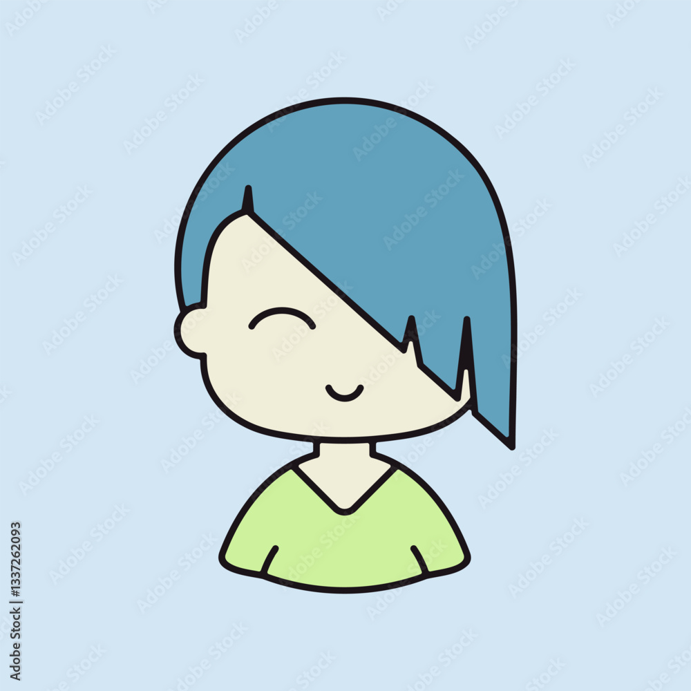 Beautiful young woman with short hair vector icon Beautiful young woman with short hair vector icon