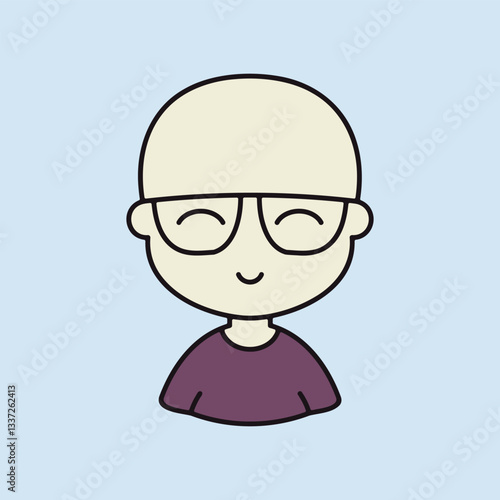 Portrait of a young bald man in stylish glasses