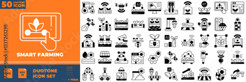 Smart Farming Duotone Editable Icons set
