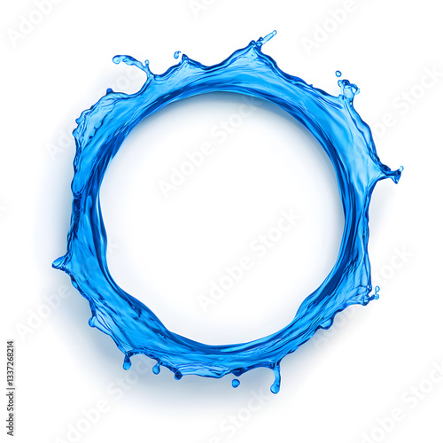 Blue Energy Circle Flows Isolated, isolated on white background