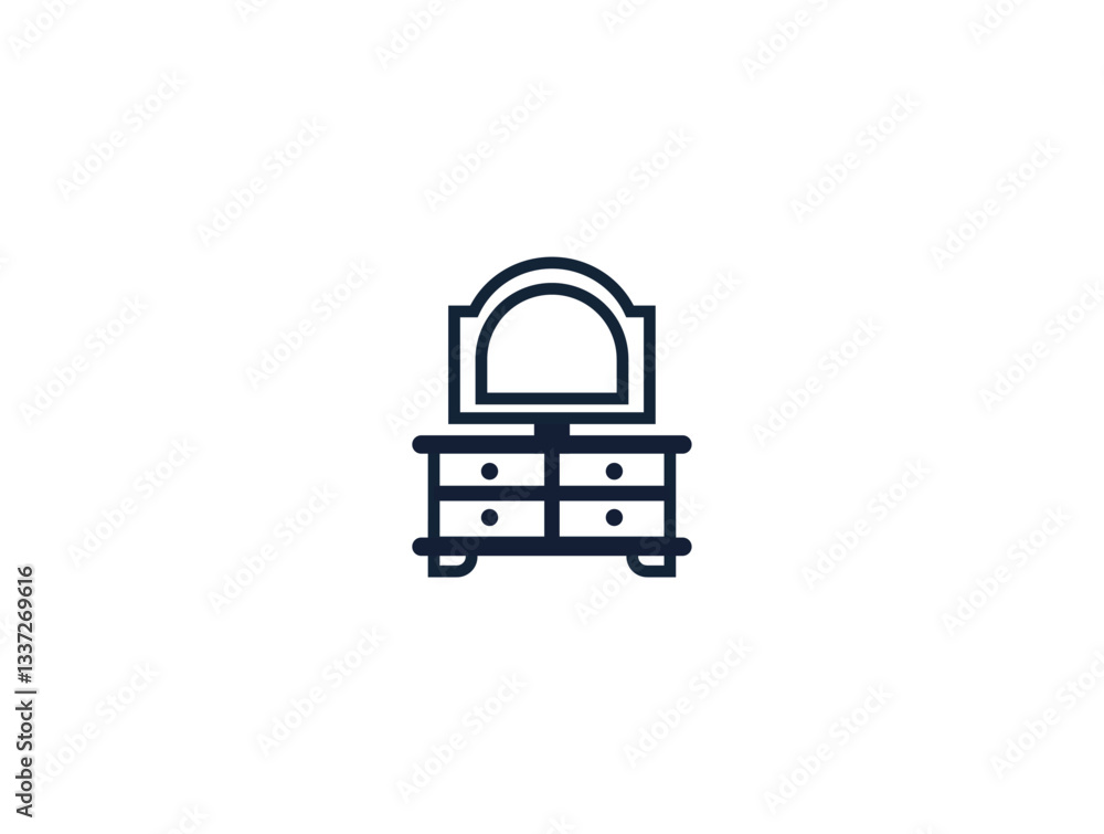 Vector illustration of a chest of drawers or cabinet with a mirror Vector illustration of a chest of drawers or cabinet with a mirror