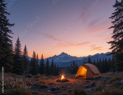camping in the mountains