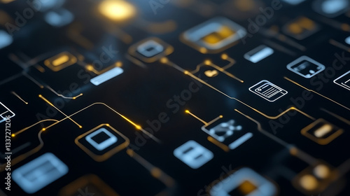 Visual representation of a network of interconnected IoT devices showcasing a glowing shield symbolizing security and connectivity