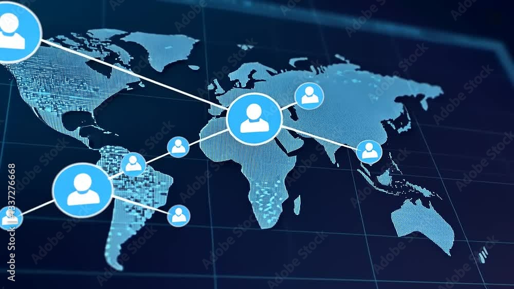 Global connectivity illustrated through a digital world map with user ...