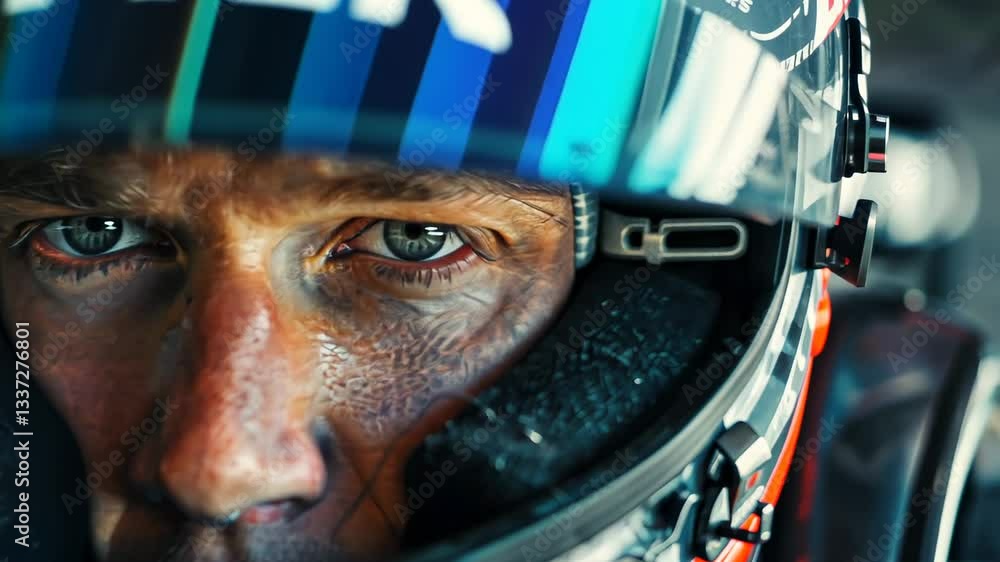 Intense Gaze: A Close-Up Portrait of a Race Car Driver Intense Gaze: A Close-Up Portrait of a Race Car Driver