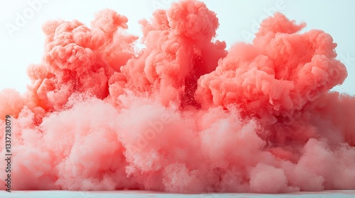 A red and white backdrop is complemented by a considerable quantity of watercolor