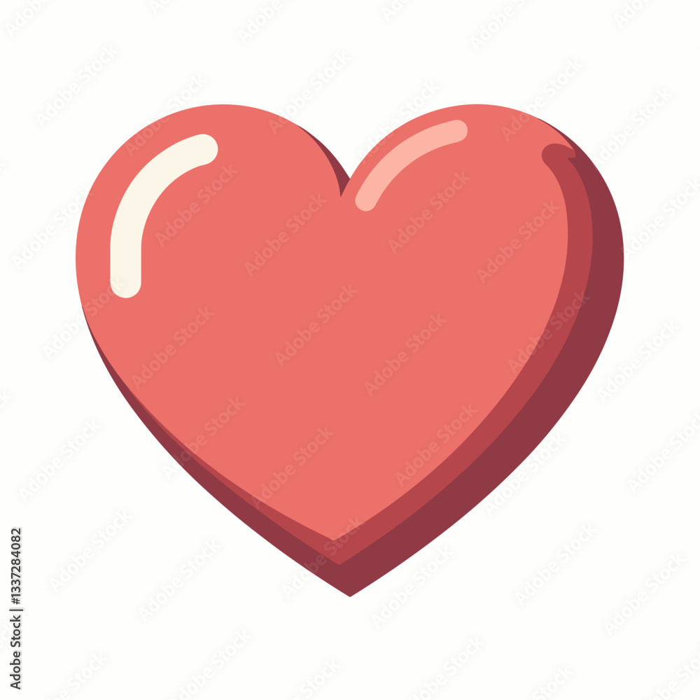 Stylized love heart icon on white background, symbol of affection Stylized love heart icon on white background, symbol of affection